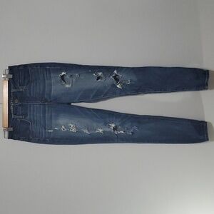 American Eagle jeans womens size 6 blue hi-rise jegging destroyed rips holes